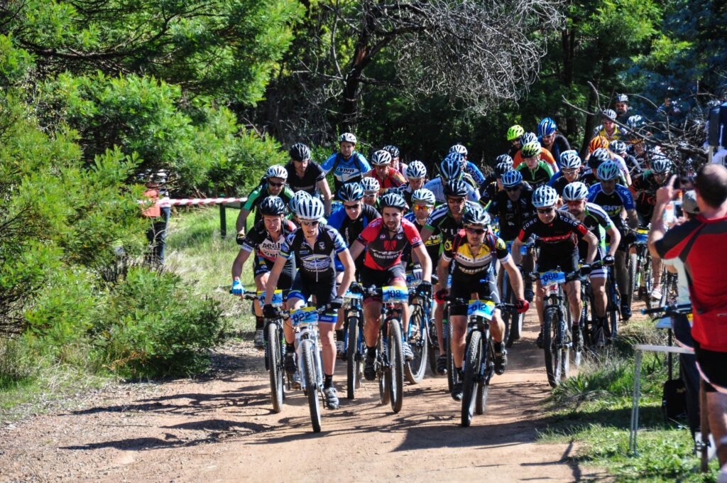 Mountain bike race through the bush trails near Tumut.